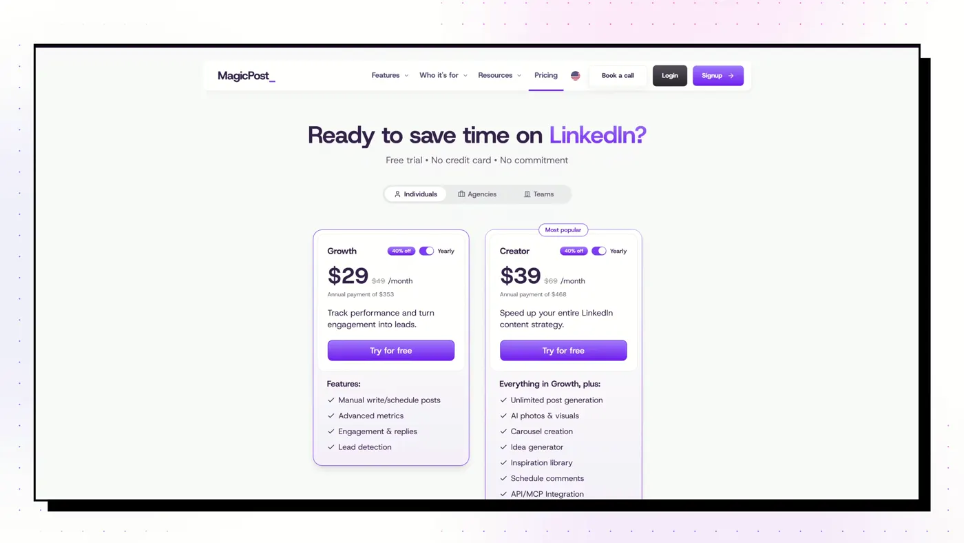 MagicPost's pricing page, October 2026. Prices change; check the live page.