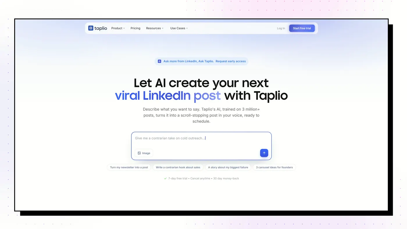 Taplio website, October 2026
